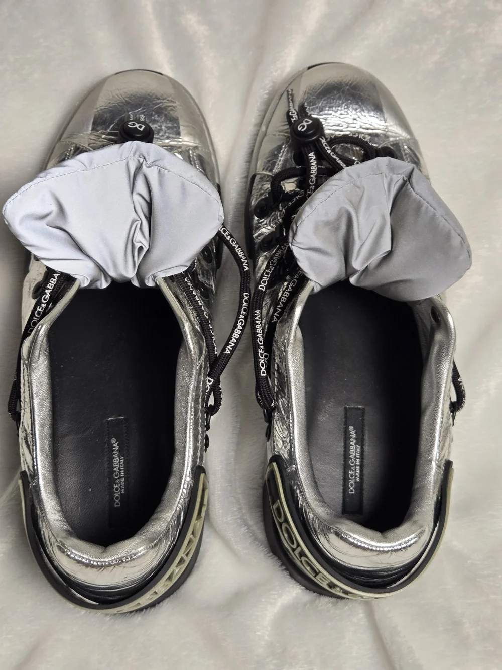 Dolce & Gabbana Metallic Silver and Black Men’s Chunky Sneakers